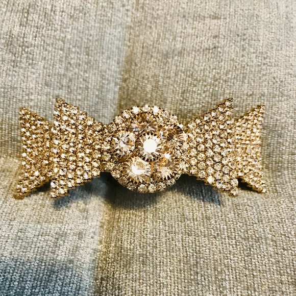 NWOT GOLDEN BEJEWELLED BOW HAIR PIECE - Picture 5 of 8